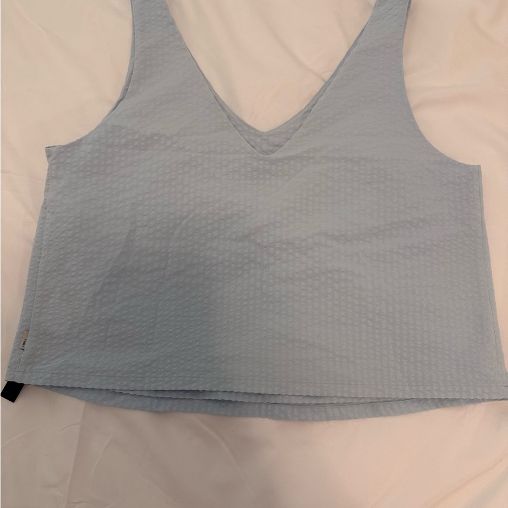 Vuori Light Blue Textured V-Neck Cropped Tank